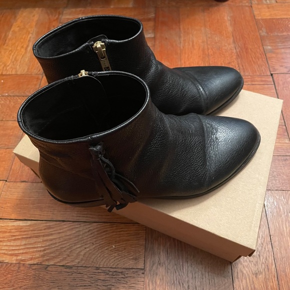 Moss Copenhagen Black Leather Tassel Ankle Booties - Picture 5 of 9